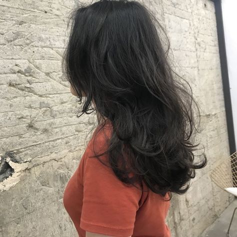 Black Hair Layers, Feminine Hairstyles, Black Wavy Hair, Black Hair Dye, Hair Aesthetic, Blowout Hair, Long Black Hair, Grunge Makeup, Dream Hair