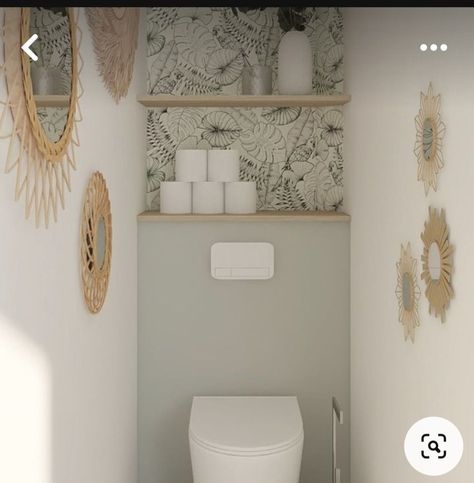 Toilet Wallpaper Ideas, Downstairs Toilet Ideas, Wc Ideas, Small Downstairs Toilet, Toilet Room Decor, Wc Design, Small Toilet Room, Downstairs Toilet, Small Toilet