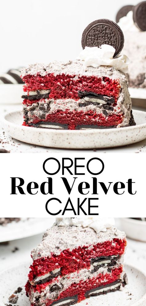 Red Velvet Oreo Cake, Oreo Cake Recipe, Red Velvet Oreo, Diy Dessert, Oreo Buttercream, Oreo Dessert, Delicious Cake Recipes, Easy Baking Recipes Desserts, Oreo Cake