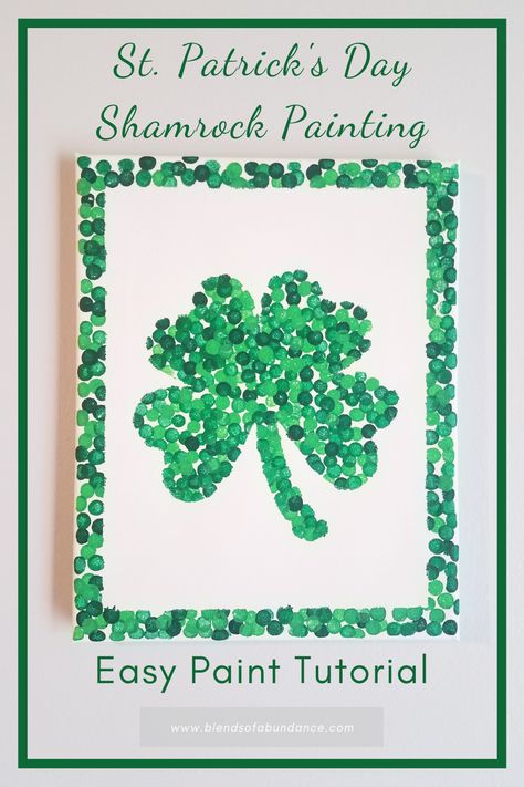 This shamrock painting is such a cute idea to add to your St. Patrick’s Day decor! We made 3 designs – one with just a shamrock, one with a border and one with a background design. My nephew loves to create and this was a fun way for him to express his creativity. This is perfect for kids who don’t like messes, because you use a wooden sponge paint dauber to dip the paint one dot at a time. It is easy enough for young children to join in the fun! St Patrick’s Day Painting For Kids, St Patrick’s Day Art, Shamrock Painting, Kindergarten March, Card For Love, Spring Creative, Loving Boyfriend, Shamrock Art, Shamrock Craft