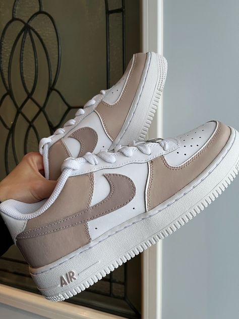 Mocha Brown Custom Air Force 1's af1s - Etsy Canada Shoes List, Image Aesthetic, Shoe Aesthetic, Uni Fits, Nike Shoes Air Force, Nike Shoes Girls, Dr Shoes, Preppy Shoes, All Nike Shoes