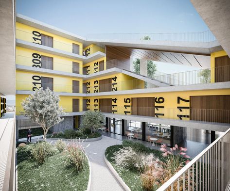 Student Hub Architecture, Student Campus Architecture, Student Dormitory Architecture, Student Residence Architecture, Student Housing Architecture, Student Dormitory Design, Student Housing Design, Dormitory Design, College Residence