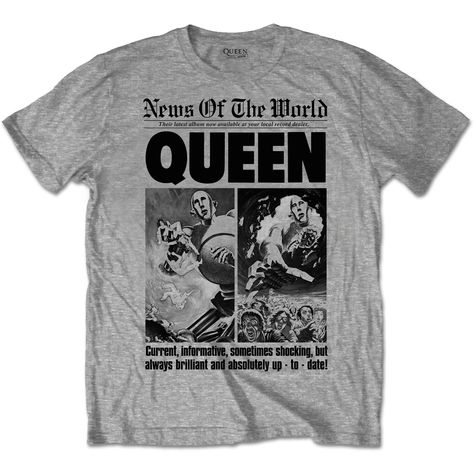 Queen Mens Tee: News of the World 40th Front Page Wholesale Ref:QUTS25MG Queen News Of The World, News Of The World, Queen Images, Front Page Design, Freddy Mercury, Queen Tshirt, Queen Freddie Mercury, Movie T Shirts, Freddie Mercury