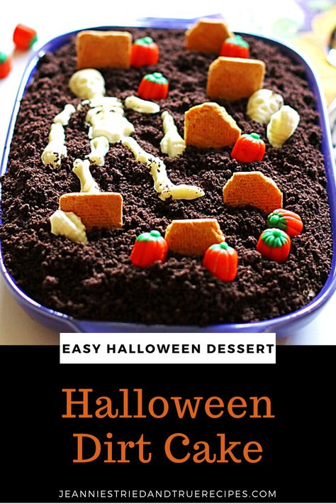 Fun Dessert Ideas, Halloween Dirt Cake, Halloween Dirt Pudding, Halloween Dirt, Dirt Cake Recipe, Oreo Dirt Cake, Dirt Dessert, Halloween Cakes Easy, Dirt Cake Recipes