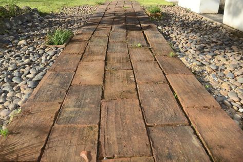 Railway Sleepers, Side Yard, Walkway, Garden Ideas, Yard, Patio, Exterior, Flooring, Wood