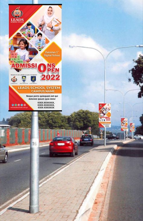 Streamer Vertical Banner on Road Design Flex Designing Road Signage, Pen Projects, Flex Banner Design, Vertical Banner, School Banner, Road Design, Creative Graphic Design, School System, Instagram Design