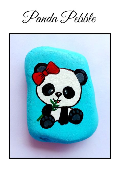 Panda Stone Painting, Cute Stone Painting Ideas, Panda Rock Painting Ideas, Panda Painted Rocks, Cute Stone Painting, Panda Rock Painting, Cute Panda Drawing, Panda Painting, Tattoo Plant