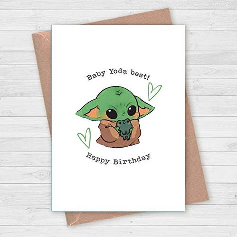 Baby Yoda Birthday, Yoda Card, Yoda Birthday, Star Wars Cards, Fathers Day Gifts Ideas, Superhero Crafts, Hand Lettering Cards, Birthday Card Drawing, Bday Cards