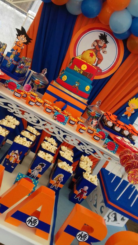 Aniversário Rapha Goku Themed Birthday Party, Dragon Ball Bday Party, Dragon Ball Z Bday Ideas, Dbz Party Ideas, Dragon Ball Z Theme Party, Dragon Ball Z 30th Birthday, Dragonball Party Ideas, Goku Theme Party Ideas, Dragon Ball Super Birthday Party