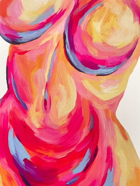 Abstract Feminist Art, Colours Of Love, Feminin Painting, Human Body Painting Acrylic, Body Women Painting, Body Images Art, Feminine Abstract Art, Abstract Feminine Art, Self Love Print