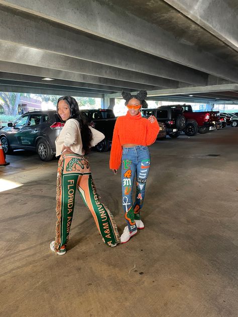 Famu Homecoming, Famu Homecoming Outfits, Hbcu Game Day Fits, Famu Game Day Fit, College Shirt Outfit, Spelman College Decision Day, Famu College, Hbcu Homecoming Outfits, Homecoming Games