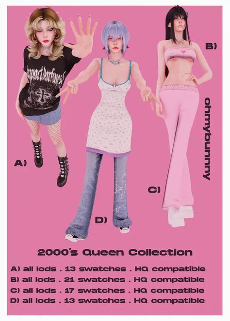 . A collection of our favorite looks from the early 2000s, featuring iconic pieces from designers like Gucci, Prada, and Chanel. #2000sfashion #queenstyle . #Sims_Love #The_Sims_4_Packs #Sims_4_Cc_Folder #Mesh_Lingerie Sims 4 Early 2000s Cc, Sims 4 Cc Websites, Sims Love, Youtube Cover, Cc Folder, The Sims 4 Packs, Youtube Success, Sims 4 Cc Folder, Youtube Design