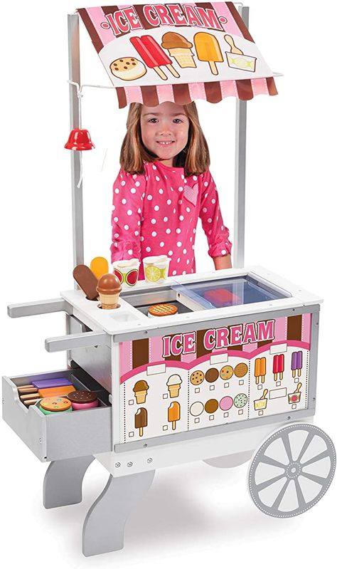 Ice Cream Stand, Play Food Set, Ice Cream Cart, Hot Dog Stand, Pretend Play Food, Melissa And Doug, Toy Food, Melissa & Doug, Food Cart