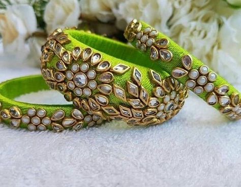 Silk Thread Earrings Designs, Fabric Bangles, Silk Thread Necklace, Silk Thread Bangles Design, Wedding Bangles, Silk Bangles, Silk Thread Earrings, Thread Bangles Design, Indian Bangles