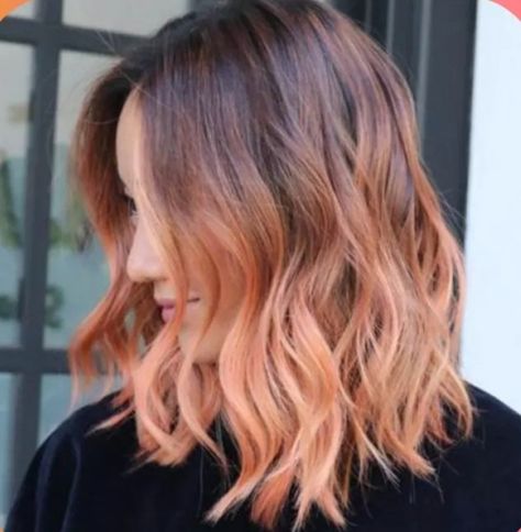 Copper Hair Ombre, Blonde Ombre Hair, Haircolor Ideas, Rainy Day Hairstyles, Day Hairstyles, Short Ombre Hair, Ginger Peach, Blond Balayage, Ombre Hair Blonde