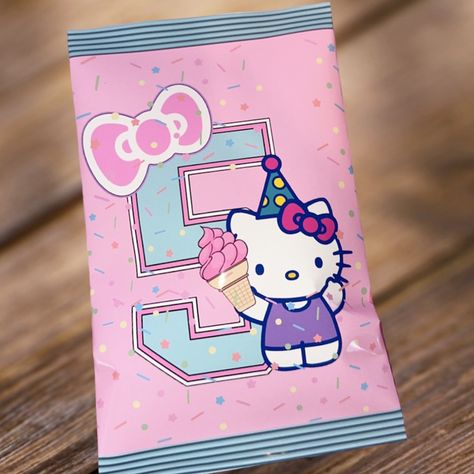 Hello Kitty Candy Bags, Hello Kitty Chip Bag, Personalized Chip Bags Diy, Party Favor Chip Bags, Customized Chip Bags, Hello Kitty Birthday Party, Hello Kit, Hello Kitty Party, Hello Kitty Birthday