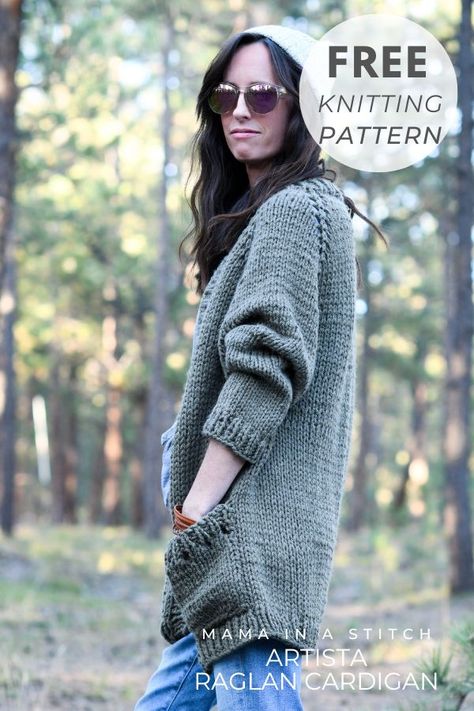 Simple Raglan Cardigan Knitting Pattern via @MamaInAStitch Raglan Knitting Pattern, Crochet Sweater Ideas, Long Cardigan Knitting Pattern, Crochet Baby Shrug, Trendy Crochet Sweater, Mama In A Stitch, Raglan Cardigan, Cardigan Sweater Pattern, Knitting Patterns Free Sweater