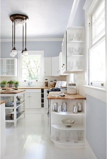 Shelf Spacing, Bright Kitchen Decor, Hgtv Kitchens, Beautiful White Kitchens, Rental Kitchen, Small Kitchen Layouts, Cabinet Shelf, Bright Kitchens, Kitchen Corner