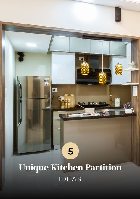 kitchen-partition-ideas-for-urban-homes Semi Open Kitchen Design, Kitchen Separation, Kitchen Partition Design, Open Kitchen Partition Ideas, Kitchen Partition Ideas, Kitchen Design Indian, Modern Open Kitchen, Small Open Kitchens, Semi Open Kitchen