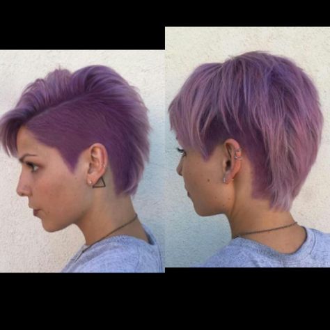 Dyed Undercut Short Hair, Shaggy Hair With Undercut, Womens Mohawk, Short Enby Haircuts Straight Hair, Short Punk Hair Women, Mullet Pixie, Short Punk Hair, Short Dyed Hair, Short Hair Undercut