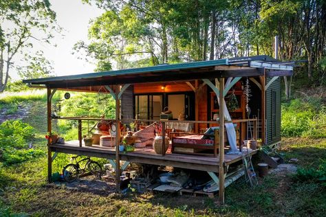 Forest Gardens, Food Forest Garden, House On Stilts, Rest House, Food Forest, Tropical House, Tiny Cabin, Tiny House Cabin, Small Cabin