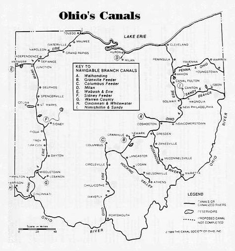 Ohio Canal Map Genealogy Map, Ohio Map, 4th Grade Social Studies, Butler County, American Indian History, 5th Grade Social Studies, Erie Canal, Ohio Travel, Indiana Travel