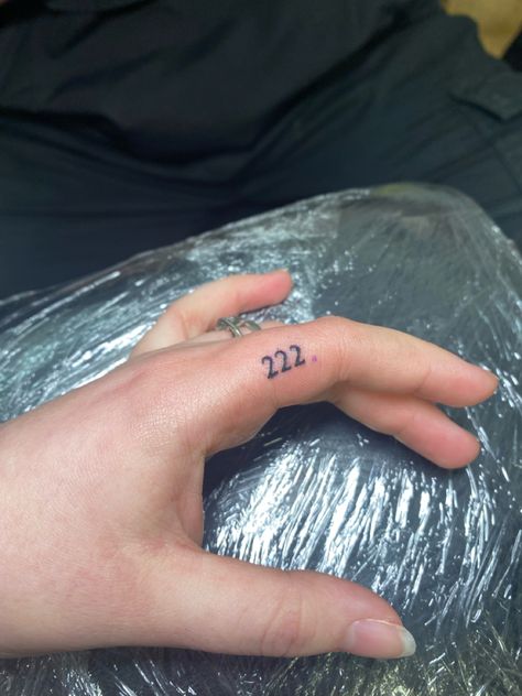 New 222 angel numbers index finger small tattoo. 222 Tattoo Finger, 222 Finger Tattoo, Number Finger Tattoo, Index Finger Tattoo, Finger Tattoo Idea, 222 Tattoo Ideas, 222 Angel Number Tattoo, Inside Finger Tattoos, 222 Tattoo