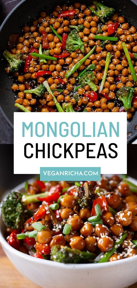 Sticky-sweet-spicy Mongolian chickpeas is a one-pot meal that’s super versatile. Try this sauce with different plant-based proteins and dish it up over rice or quinoa. It makes great lettuce wraps, too! Best Vegan Meals For Non Vegans, Super Healthy Vegan Recipes, Super Foods For Health, 1 Pot Vegetarian Meals, Plant Based Chinese Recipes, Mongolian Chickpeas, Chickpeas Recipe Vegan, Asian Chickpea Recipes, Low Carb Plant Based Recipes