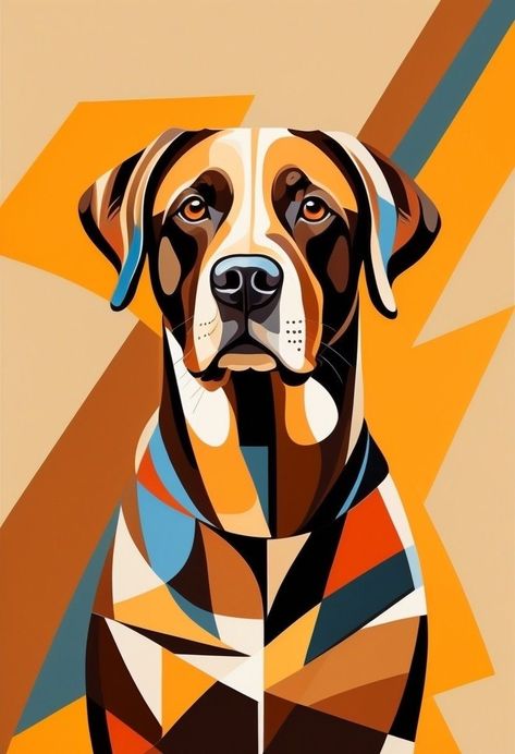 Dog Painting Pop Art, Dog Design Art, Paint Your Pet, Retro Painting, Dog Pop Art, Android Wallpaper Art, Modern Graphic Art, Cubism Art, Acrylic Painting Lessons