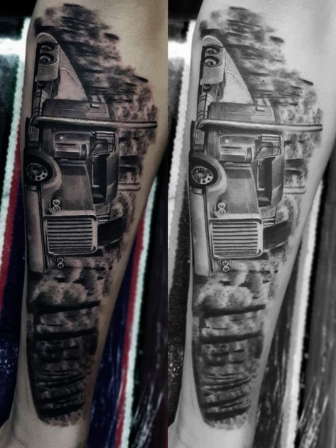 Trucking Life in 2022 | Truck tattoo, Trucker tattoo, Tattoos Trucker Tattoo, Caterpillar Tattoo, Truck Tattoo, Cross Tattoo For Men, Upper Arm Tattoos, Geniale Tattoos, Trucking Life, Tattoo Project, Big Rig Trucks