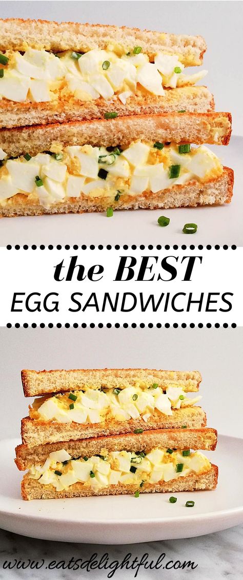 Egg salad sandwiches pin Boiled Egg Sandwich Breakfast, Egg Sandwich Lunch, Very Easy Breakfast, Healthy Egg Sandwich Breakfast, Egg Sandwich Healthy, Boiled Egg Sandwich, Ham And Egg Sandwich, Chicken Egg Salad, The Best Egg Salad