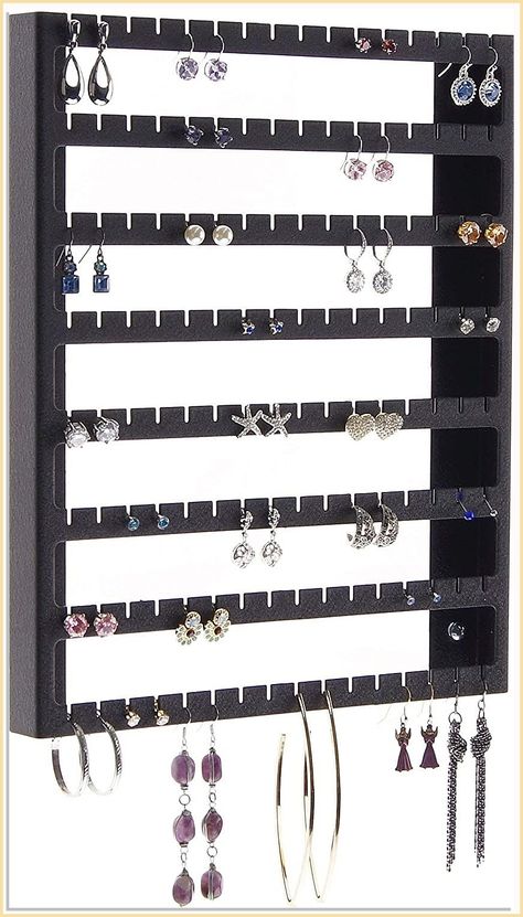 Find the perfect jewelry storage solution for your home on Amazon - choose from a wide selection. Earring Hanger Ideas, Dangle Earring Storage, Earring Stud Organizer, Ear Ring Organization, How To Store Stud Earrings, Wall Earring Holder, Earings Organizer Ideas Easy Diy, Hanging Earring Organizer, Earring Hanger Diy