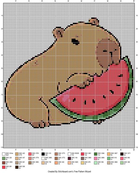 Capybara Pixel Art, Crochet Capybara, Chicken Cross Stitch, Dragon Cross Stitch, Melty Bead Patterns, Graph Crochet, Geek Crafts, Butterfly Cross Stitch, Animal Cross Stitch Patterns