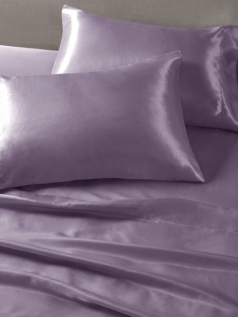 Purple Satin Pillowcase, Purple Silk Bedding, Aesthetic Bedsheets, Purple Bed Sheets, Minimal Bed, Royalty Dr, Thea Stilton, Purple Bedding Sets, Silk Bed Sheets