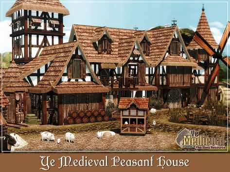 Medieval Rich House, Sims 4 Medieval Lots, Sims 4 Medieval Build, Sims 4 Medieval House, Sims 4 Peasant Cc, Sims 4 Historical Cc, Sims 4 Medieval, Victorian Peasant, Medieval Cottage