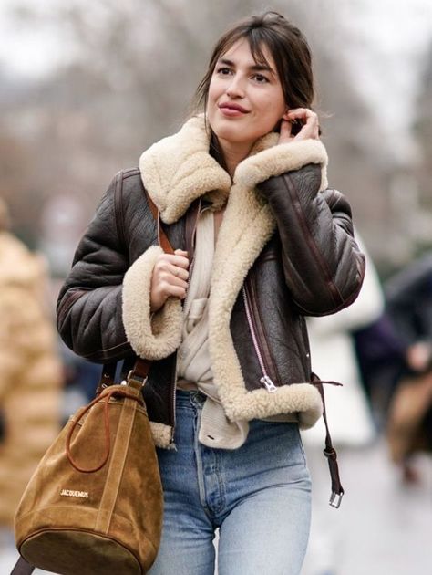 Style File | Required: Shearling Flight & Aviator Leather Jackets Emily Shak, Shearling Jacket Outfit, Aviator Leather Jacket, Flying Jacket, Shearling Jacket Women, Jacket Outfit Women, Mens Apparel, Aviator Jacket, Jeanne Damas