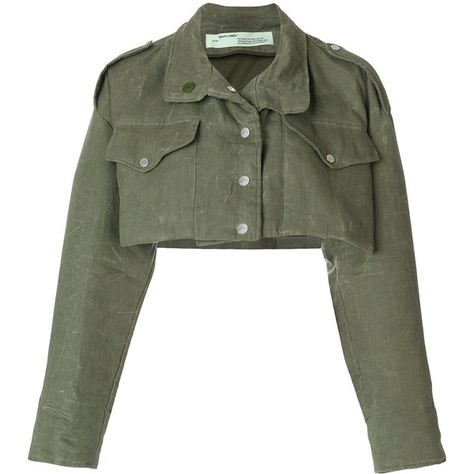 Off-White cropped military jacket (€1.050) ❤ liked on Polyvore featuring outerwear, jackets, green, green cropped jacket, military jackets, green jacket, military print jacket and snap jacket Jackets Cropped, Jackets Streetwear, Cropped Military Jacket, Army Jackets, M65 Jacket, Military Jackets, Cropped Jackets, Stand Collar Jacket, Off White Jacket