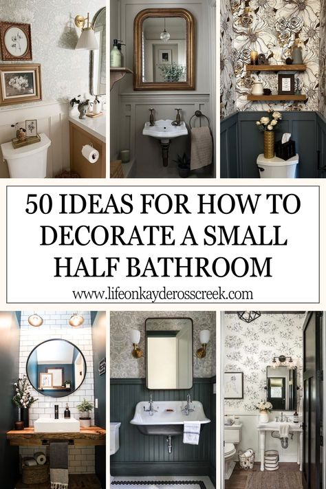 50 Ideas for how to decorate a small half bathroom or powder room no matter your budget. Take a chance and change it up a little and add some character in these smaller spaces. Half Bathroom Decor Ideas, Powder Bathroom Ideas, Half Bath Design, Half Bathroom Design, Tiny Half Bath, Half Bath Decor, Small Half Bathroom, Small Half Bath, Dream Home Ideas