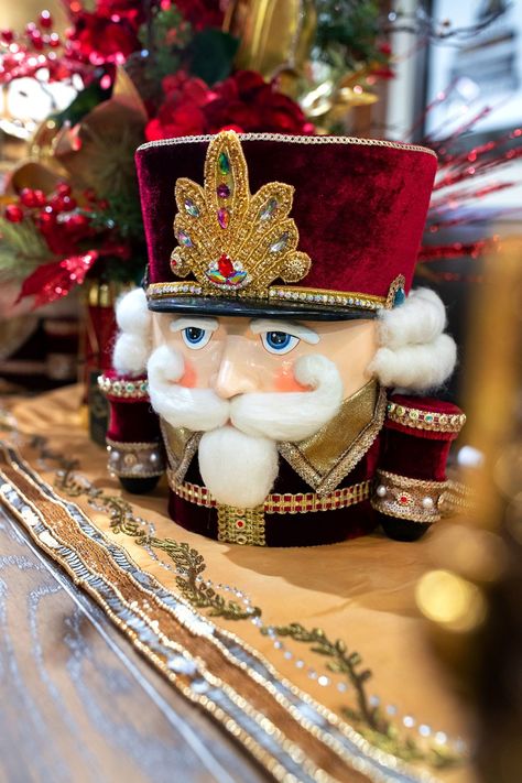 Luxury Christmas Decorations, Nutcracker Christmas Tree Topper, Horchow Christmas, Nutcracker Crafts, Nutcracker Christmas Tree, Chicago Luxury, Red And Gold Christmas, Luxurious Christmas, Nutcracker Decor