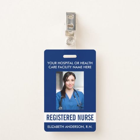 #affiliatelink Your Medical Facility Blue Registered Nurse Clip Badge #medical #office #hospital #pet #veterinarian #Badge #employees #employeebadge #employeeid #business #officeid #officebadge #officenametag #professionalid #professionalbadge #namebadge Event Badges, Nurse Photos, Medical Facility, Home Health Aide, Medical School Essentials, Medical Office, Care Facility, School Essentials, Registered Nurse