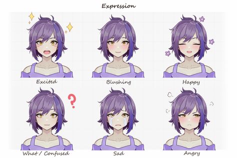 Vtuber Expression, Expression Sheet, Vtuber Model, Anime Expressions, Wolf Girl, Anime Wolf, Coloring Pages, Hello Kitty, Kitty