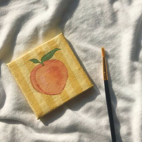 Peach Canvas Painting, Peach Painting Acrylic, Peach Painting, Little Paintings, Peach Paint, Peach Art, Small Canvas Paintings, Simple Canvas Paintings, Cute Canvas Paintings