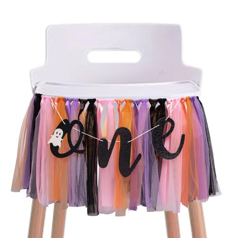 PRICES MAY VARY. 👻HALLOWEEN THEMED - ONE 1st Birthday Highchair Banner is sure to be a hit with guests with its lovely ribbon and tulle decorations. It comes in cute pink, sad black, autumn orange and mysterious purple, including tulle and ribbon cuts.Perfect for a "Halloween Themed", First Boo Day Party, Imp or Halloween Birthday themed first birthday party. 👻GHOST GARLAND BANNER - The "ONE" are made of black glitter thick cardstock with a white back , Cute ghost attached to 'O'，the twine is Halloween Themed First Birthday Girl, First Boo Day Party Girl, Halloween One Year Birthday, A Spooky One Birthday, First Halloween Birthday Party Ideas, One Spooky Ghoul Birthday, 1st Birthday Halloween Theme Girl, One Year Old Halloween Birthday Party, October First Birthday Girl