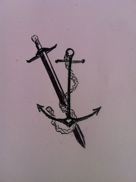 Tattoo of a Knight's sword & an anchor with a silver chain. For Bravery & Hope. Genshin Ocs, Left Arm Tattoos, Blade Tattoo, Chain Tattoo, Anchor Tattoos, Anchor Tattoo, Tattoo Design Book, Anchor Chain, Family Tattoos