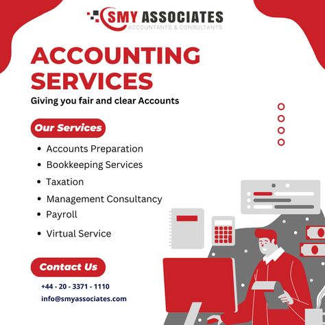 We offer a broad range of services to both businesses and individuals. Our advanced expertise in accountancy is particularly helpful to ambitious entrepreneurs, owner-managed businesses, and those with personal and family wealth. We provide professional accountancy and consultancy services diligently and efficiently in a timely manner. Our mission is to provide professional Accounting Services at affordable prices In London, UK. https://smyassociates.com/ #accountingservices #accountant #tax Family Wealth, Tax Consulting, Tax Advisor, Bookkeeping Services, Accounting Firms, Accounting Services, London Uk, Content Marketing, In London