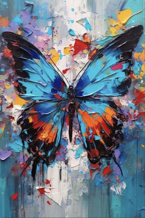 Painting Big Canvas Ideas, Butterfly Painting On Canvas Abstract, Abstract Butterfly Painting, Oil Painting Butterfly, Detailed Butterfly Painting, Butterfly Oil Painting, Butterflies Painting, Butterfly Contemporary Art, Butterfly Oil Painting Abstract