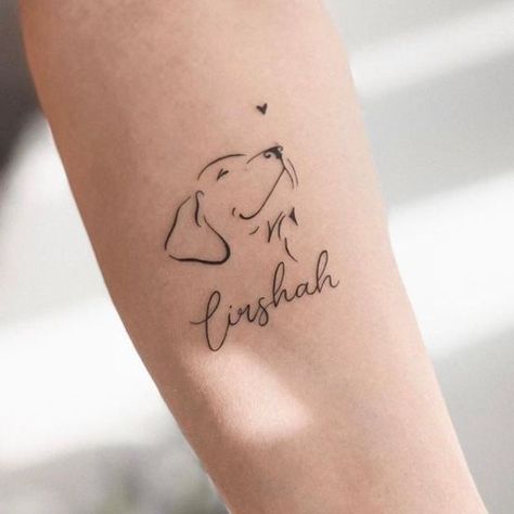 Two Dog Memorial Tattoos, Personalized Dog Tattoo Ideas, Pet Dog Memorial Tattoo, Pet Dedication Tattoo, Dog In Memory Tattoo, Tattoo Dedicated To Dog, In Memory Tattoos Dog, Tattoos In Remembrance Of Dogs, Tattoo Ideas Female Meaningful Dog