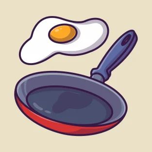 Floating Egg Fried With Pan Cartoon T-Shirt Frying Pan Drawing, Procedure Text, Pan Drawing, Floating Eggs, Egg Cartoon, Egg Frying Pan, Apple Illustration, Food Drawings, Drink Icon