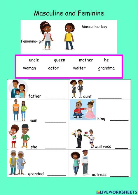 Masculine And Feminine Worksheet, Gender Nouns Worksheet For Grade 3, Masculine And Feminine Worksheet For Grade 3, Genders Work Sheet In English, Gender Worksheet Grade 4, Gender Worksheet, Noun Gender Worksheet For Class 3, Masculine And Feminine Gender, Relative Clauses