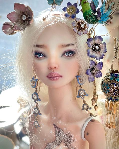 A hint of what’s to come! — Enchanted Doll - Marina Bychkova Peacock Doll, Marina Bychkova, Engraving Tattoo, Enchanted Doll, Natural Magic, White Peacock, The Last Unicorn, Enchanted Wedding, White Highlights